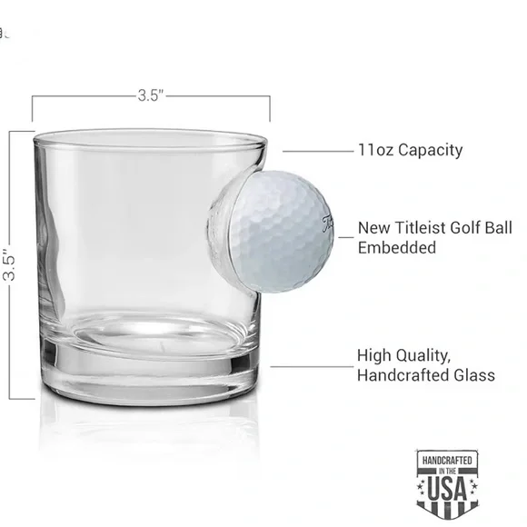 Set of 2 Titlelist Golf Ball Whiskey Rocks Glasses - Picture 7 of 8